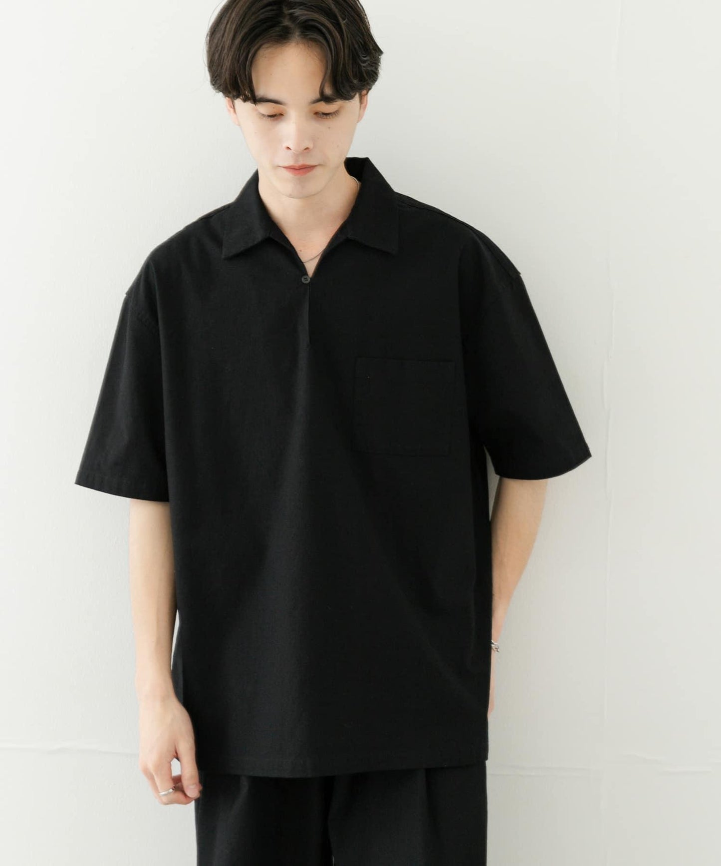 乾爽觸感套頭短袖襯衫