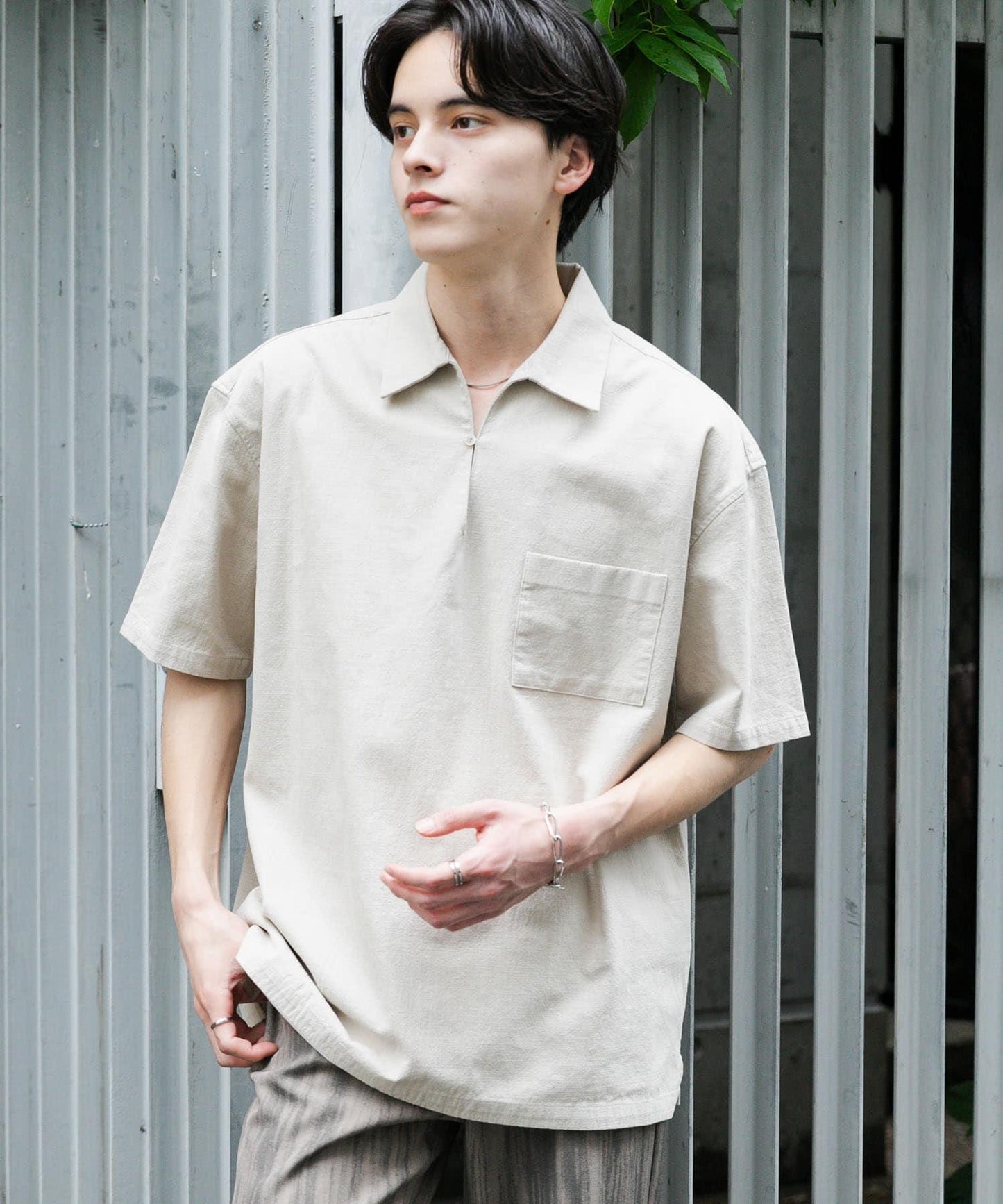 乾爽觸感套頭短袖襯衫