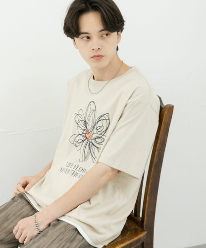 花卉藝術圖案短袖T恤