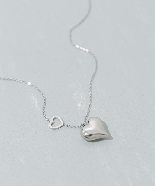 不鏽鋼立體金屬愛心項鍊