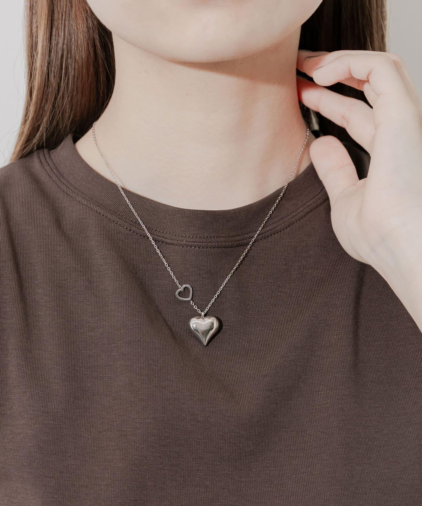 不鏽鋼立體金屬愛心項鍊