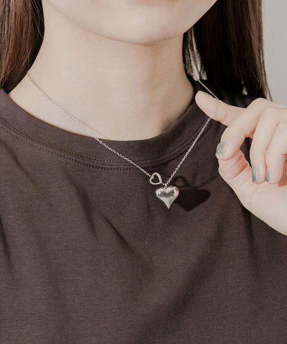 不鏽鋼立體金屬愛心項鍊