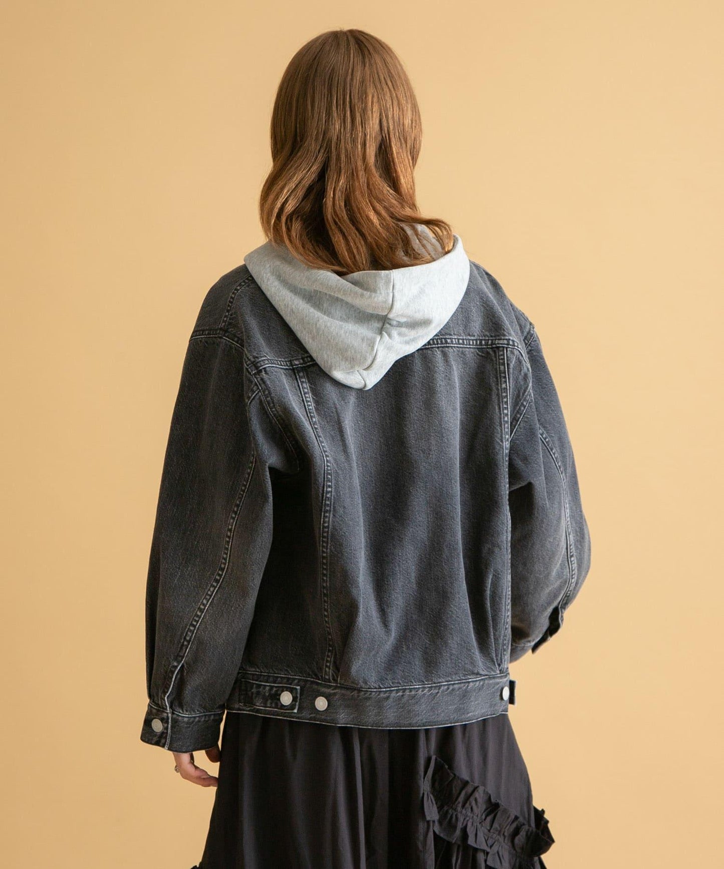 無領寬鬆牛仔夾克