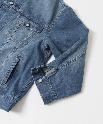 無領寬鬆牛仔夾克