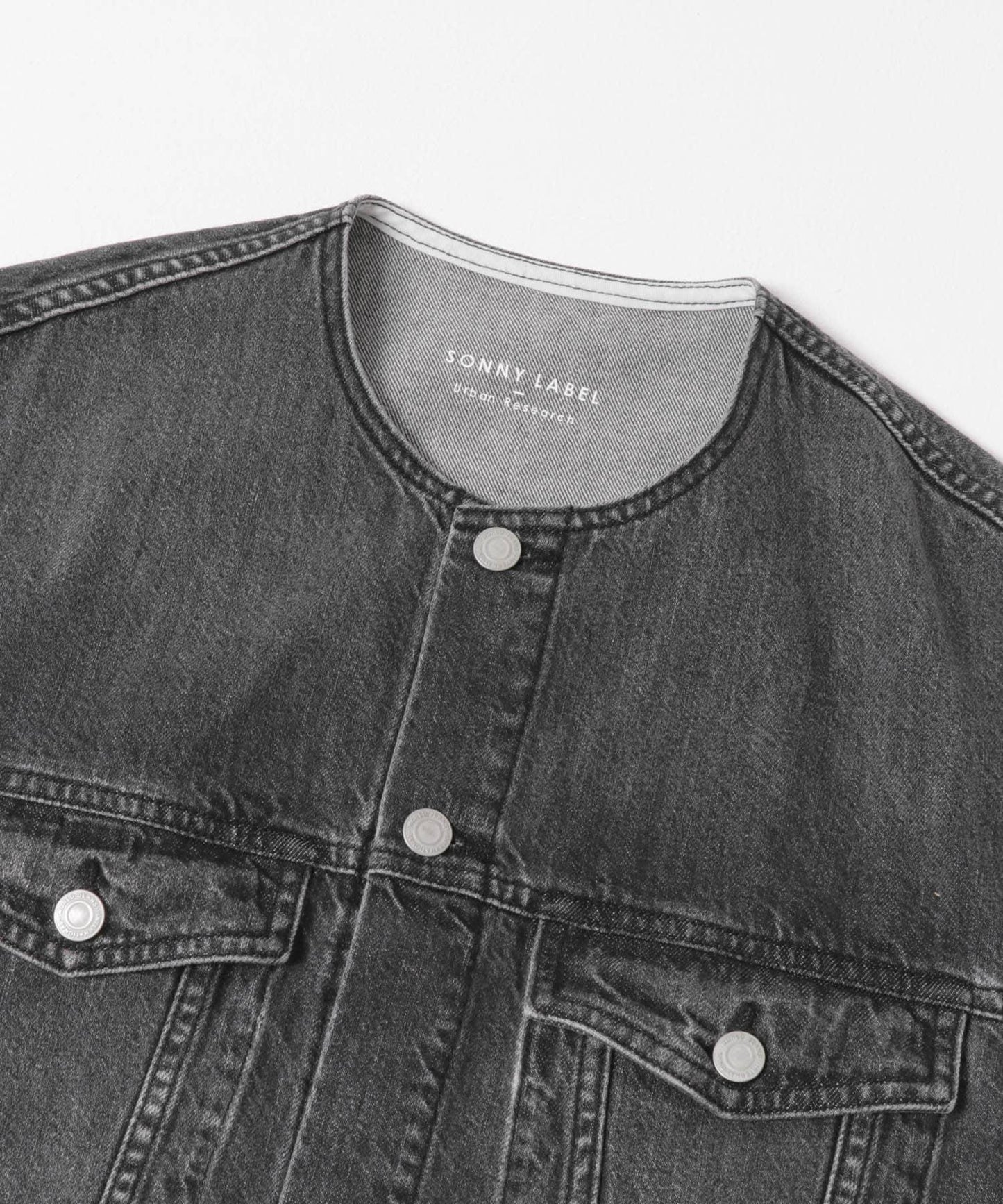 無領寬鬆牛仔夾克