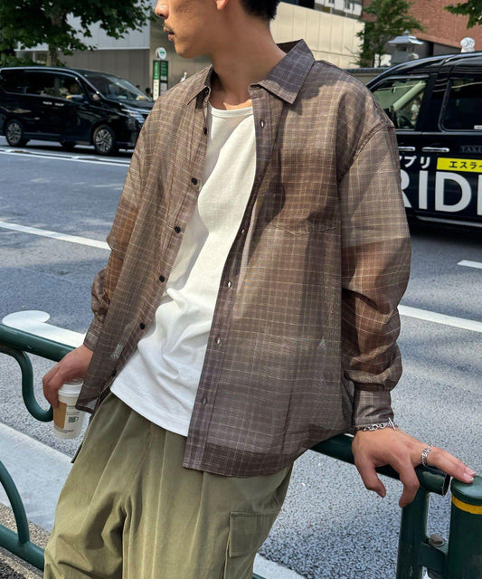 網眼拼花長袖襯衫