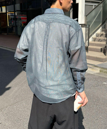 網眼拼花長袖襯衫