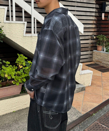 網眼拼花長袖襯衫