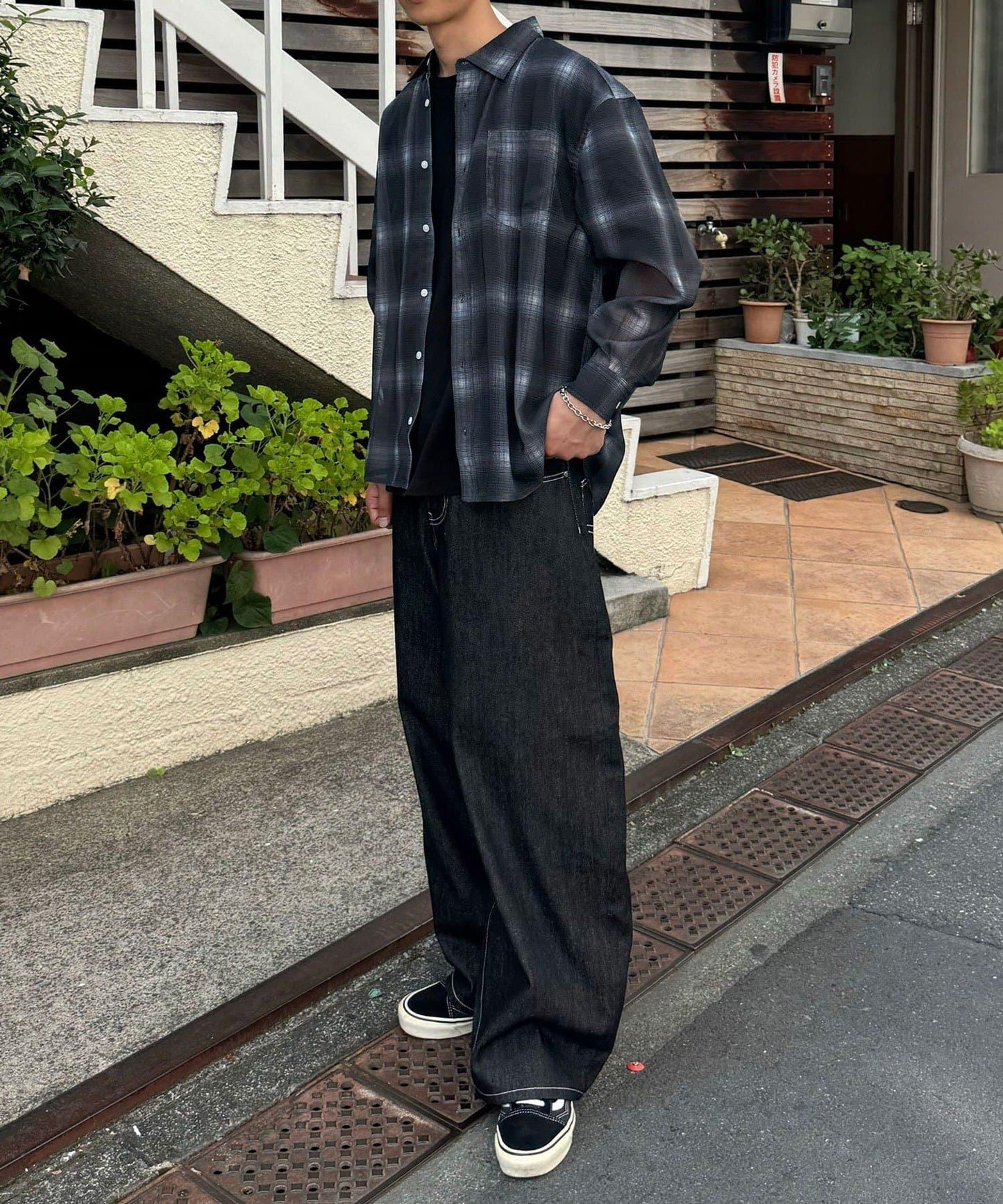 網眼拼花長袖襯衫