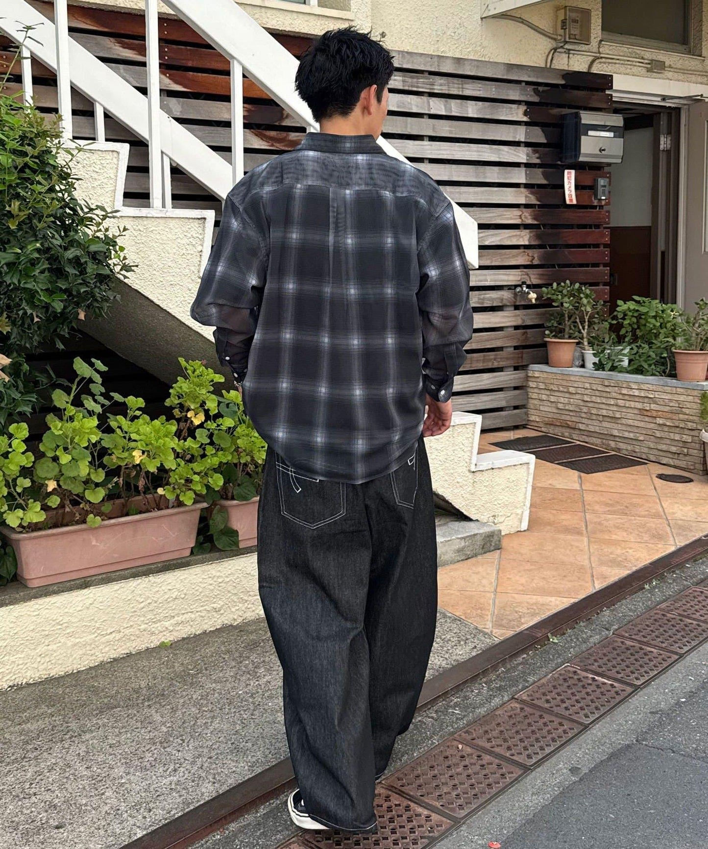 網眼拼花長袖襯衫