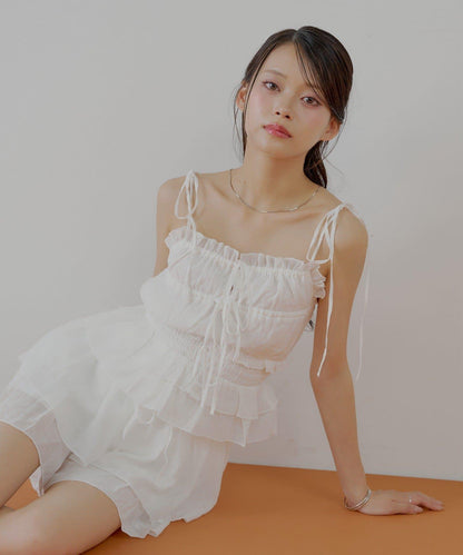 透膚蕾絲 裹胸背心短褲 套裝