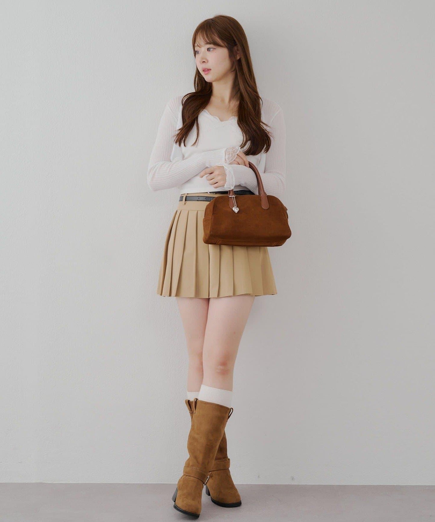 麻質觸感露肩開衫