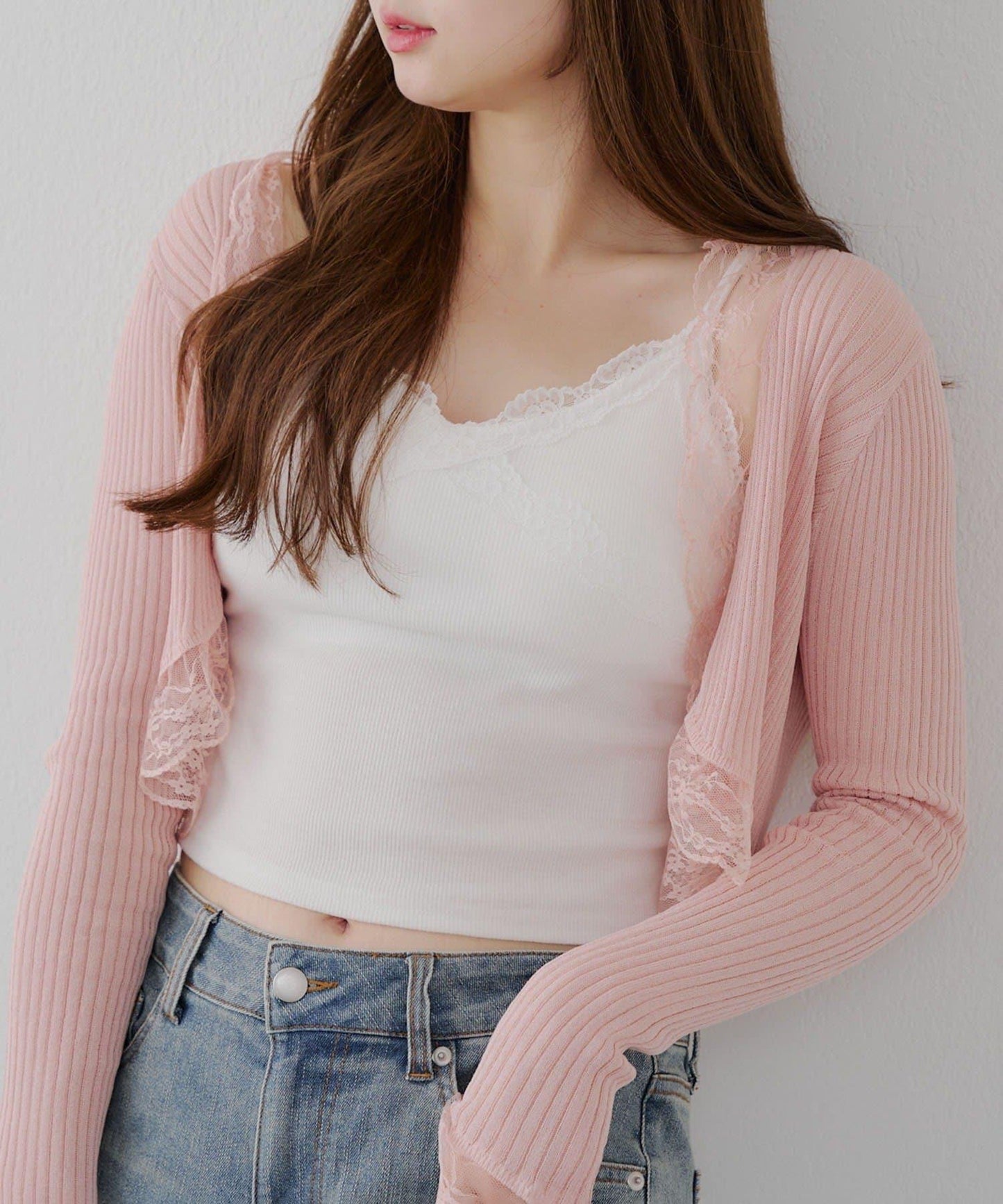 麻質觸感露肩開衫