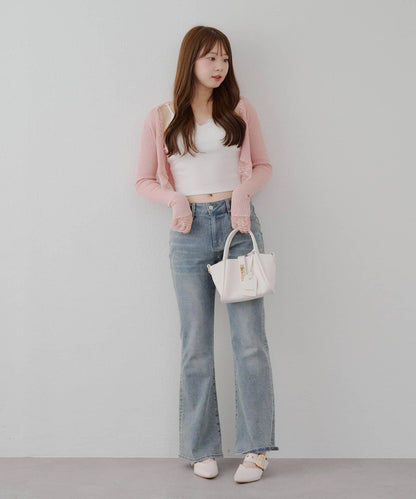 麻質觸感露肩開衫