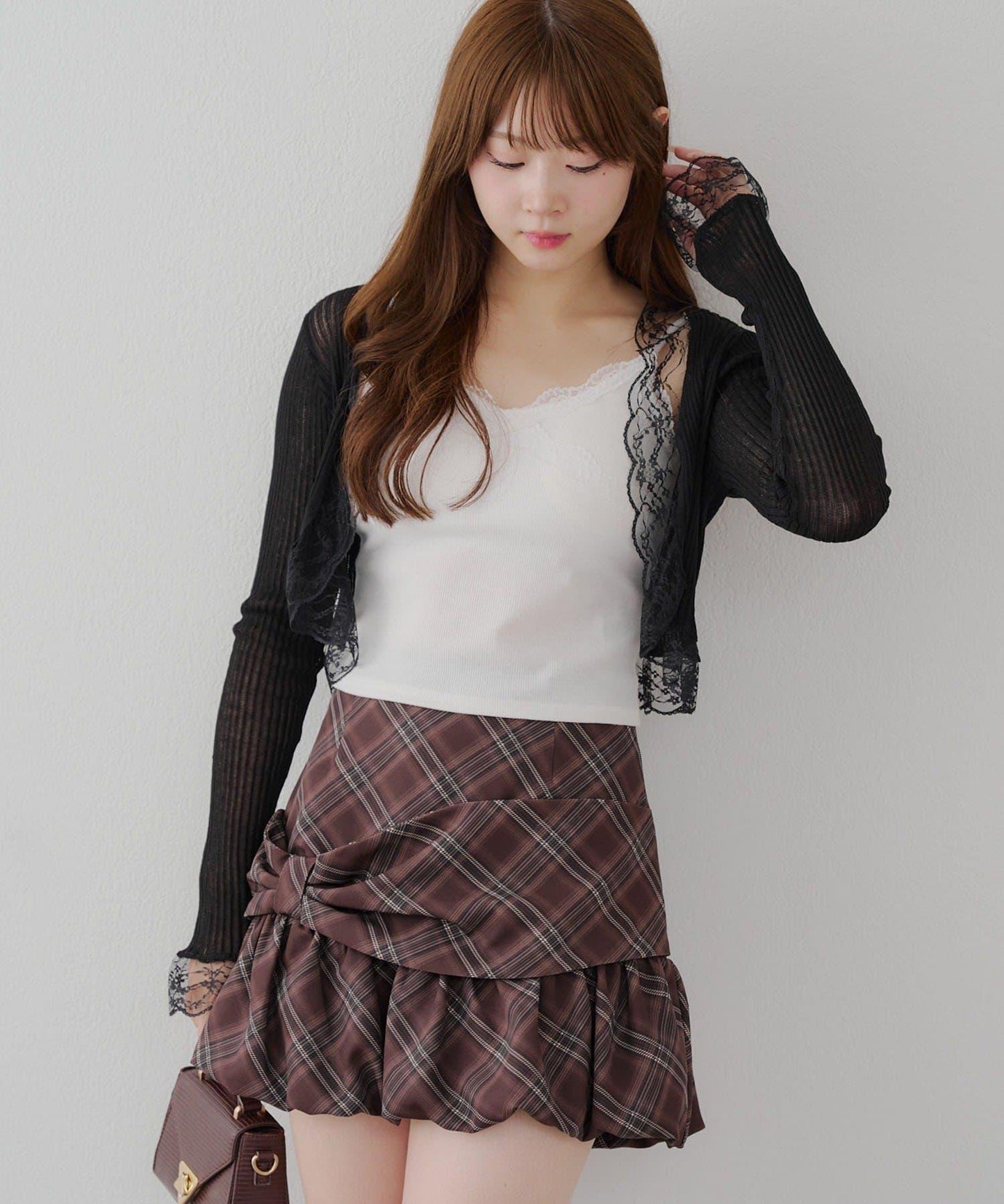 麻質觸感露肩開衫