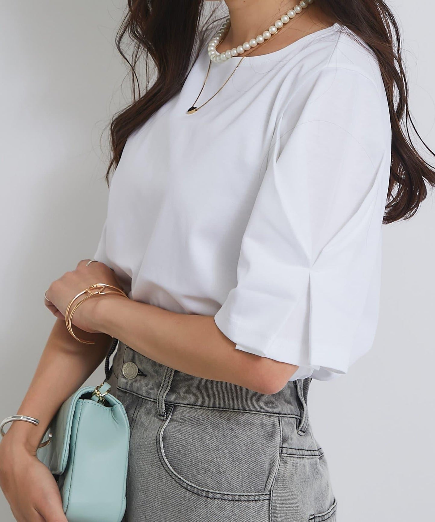 褶袖設計 針織上衣