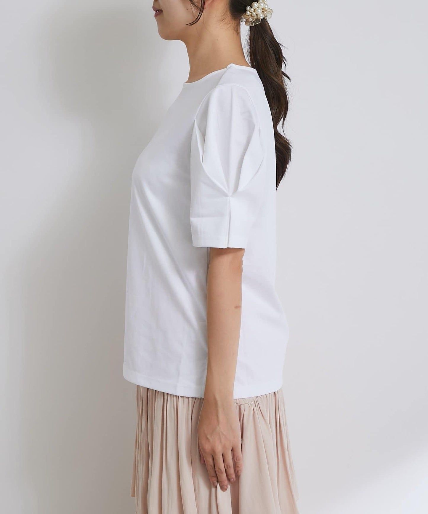 褶袖設計 針織上衣