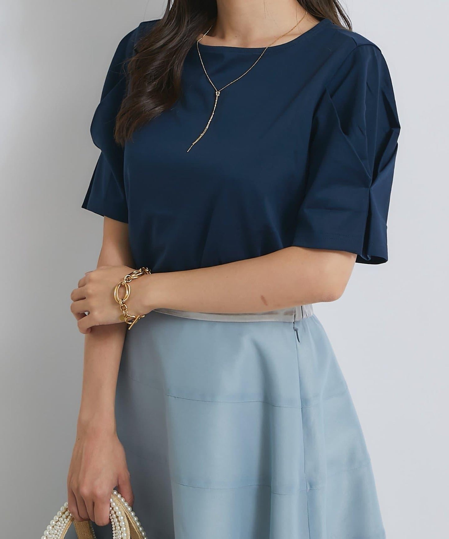 褶袖設計 針織上衣