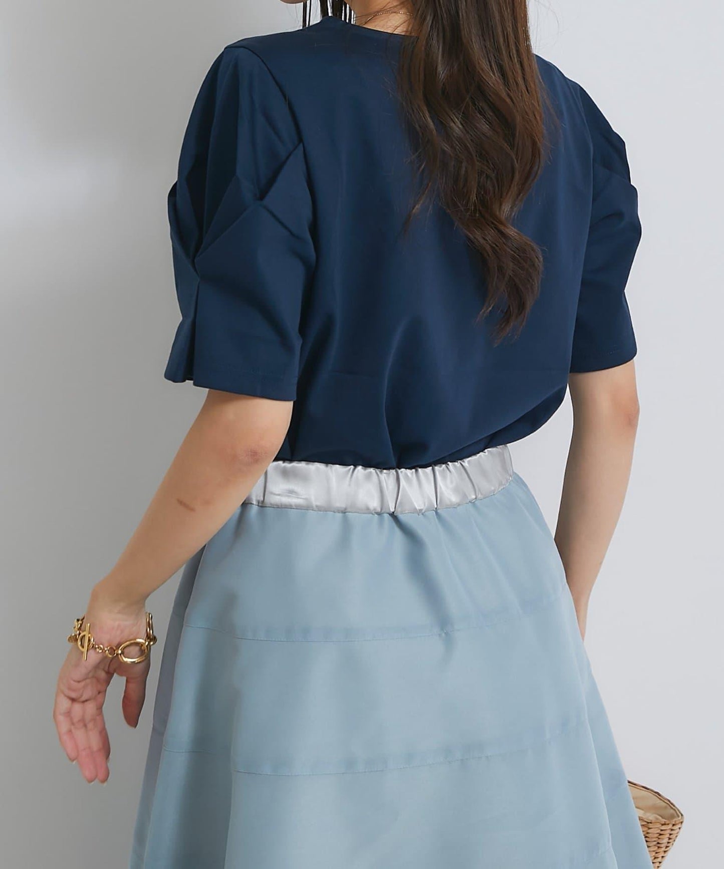 褶袖設計 針織上衣