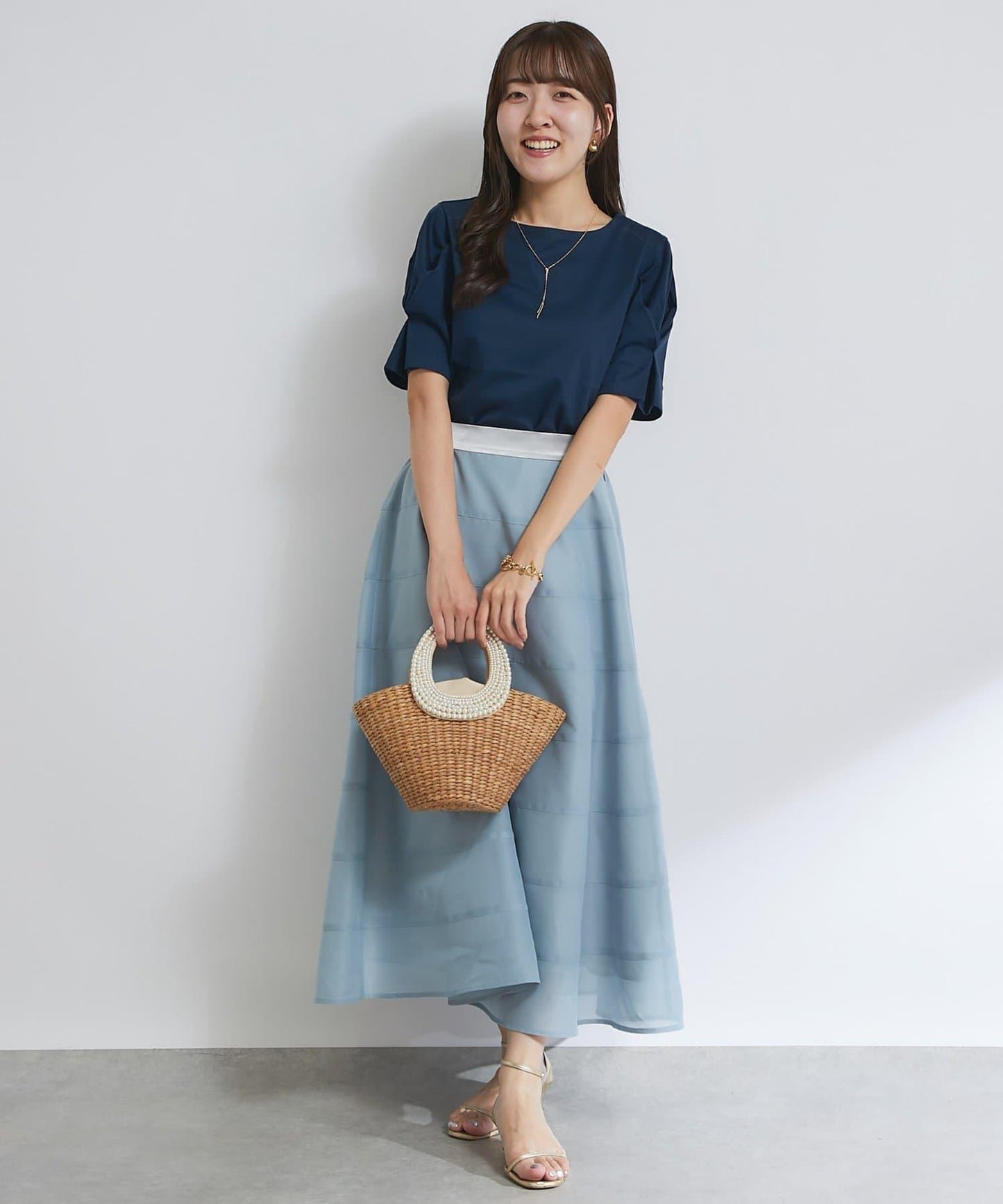 褶袖設計 針織上衣