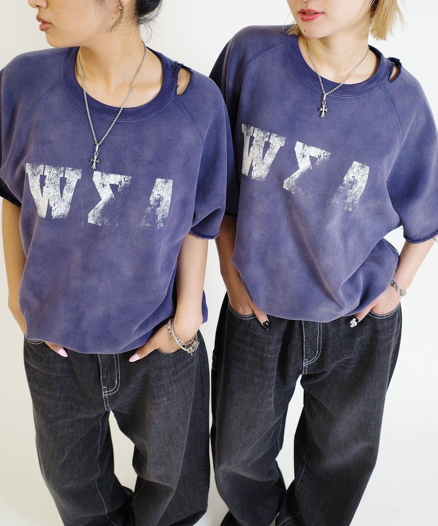 【來自復古風】錯誤破損短袖衛衣 / 2種尺寸