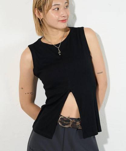 WHO'S WHO gallery 開叉羅紋無袖上衣