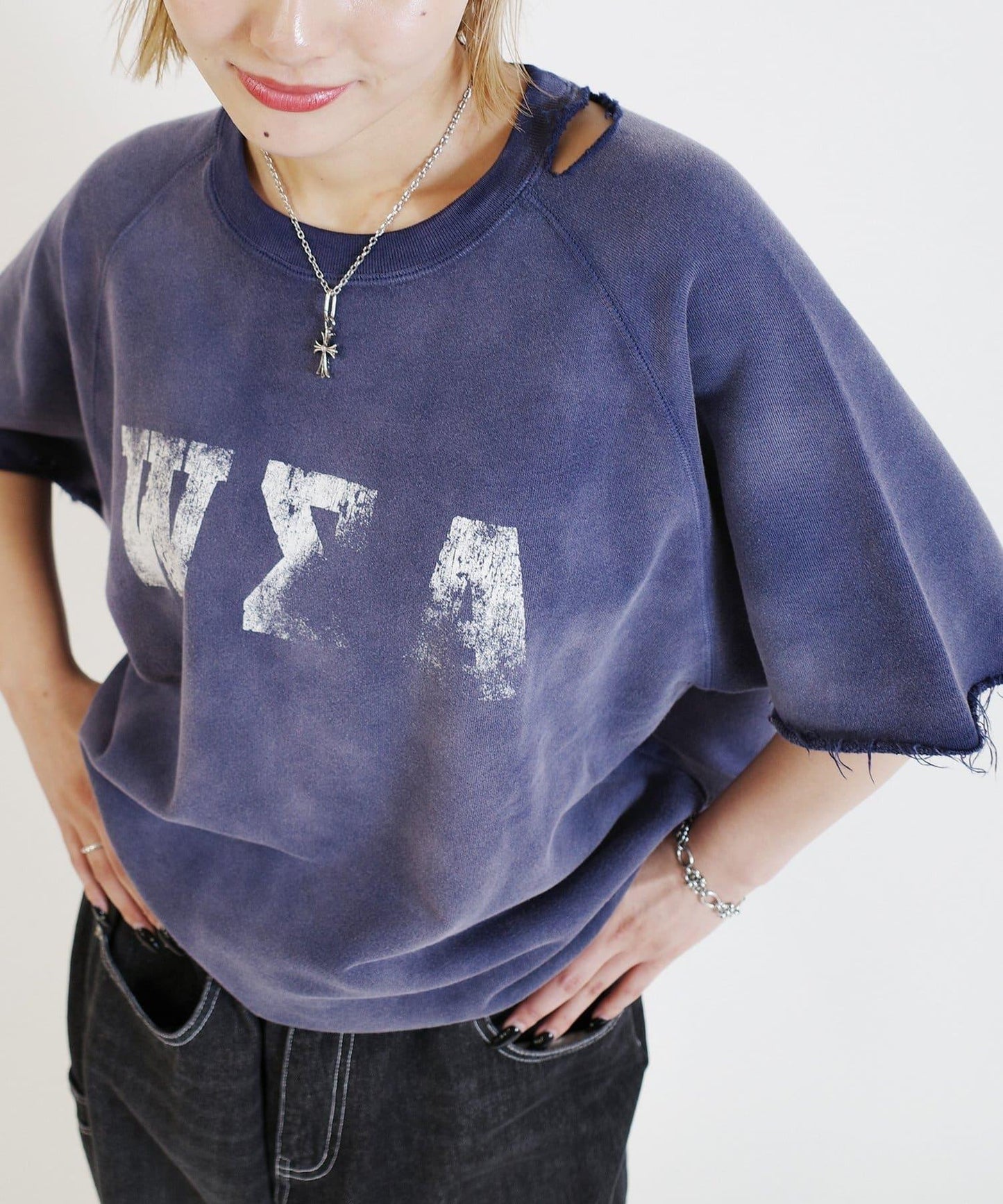 【來自復古風】錯誤破損短袖衛衣 / 2種尺寸