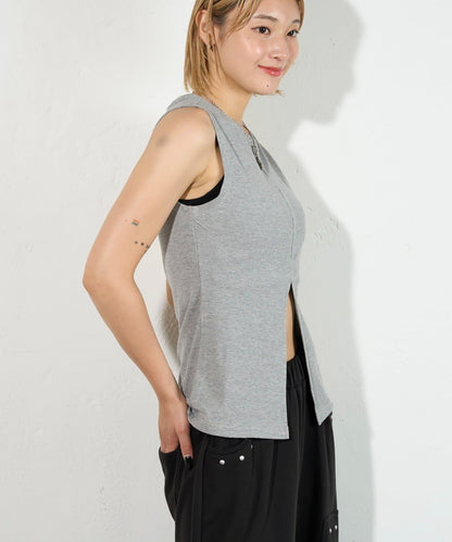 WHO'S WHO gallery 開叉羅紋無袖上衣