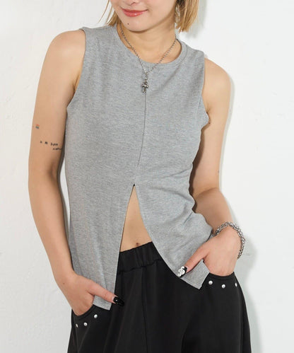 WHO'S WHO gallery 開叉羅紋無袖上衣