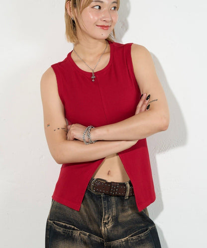 WHO'S WHO gallery 開叉羅紋無袖上衣