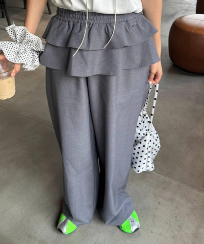 【CIAOPANIC TYPY】帶荷葉邊西裝褲