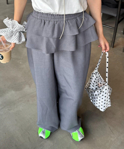 【CIAOPANIC TYPY】帶荷葉邊西裝褲