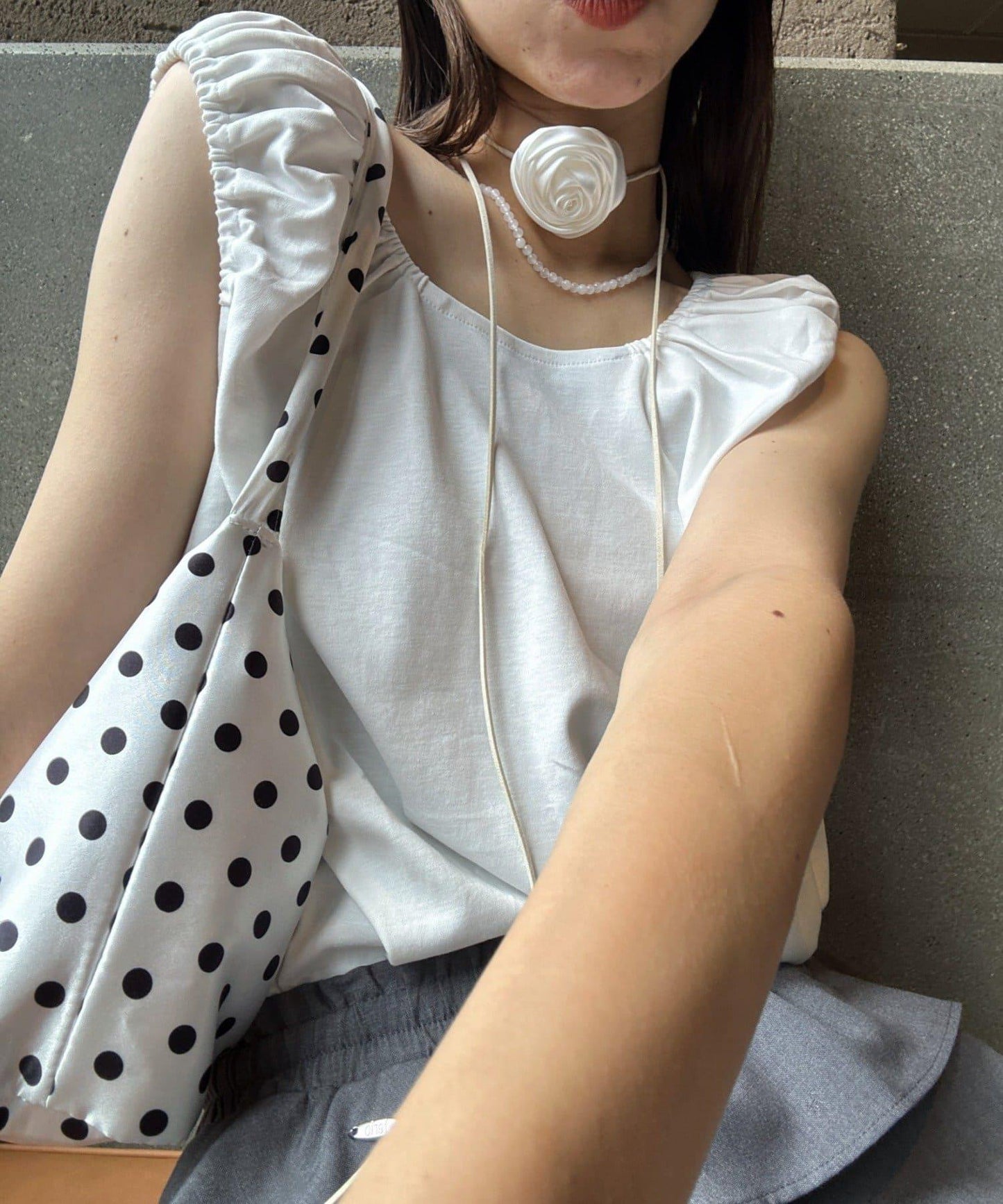 【CIAOPANIC TYPY】帶玫瑰吊墜緞面包