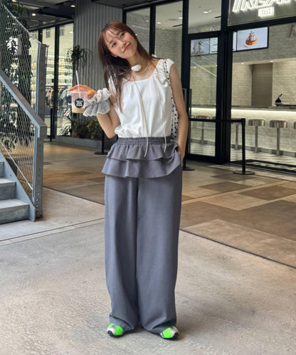 【CIAOPANIC TYPY】帶荷葉邊西裝褲