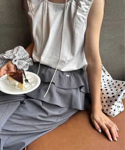 【CIAOPANIC TYPY】帶荷葉邊西裝褲