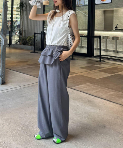 【CIAOPANIC TYPY】帶荷葉邊西裝褲