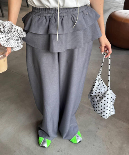 【CIAOPANIC TYPY】帶荷葉邊西裝褲