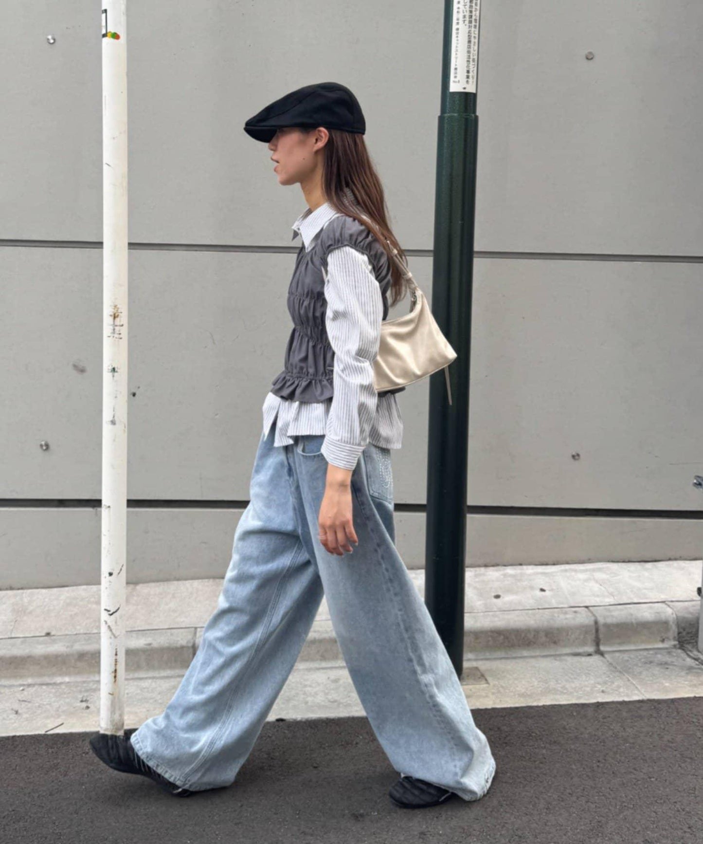 【TERIO韓國企劃】帶荷葉邊背心的條紋襯衫