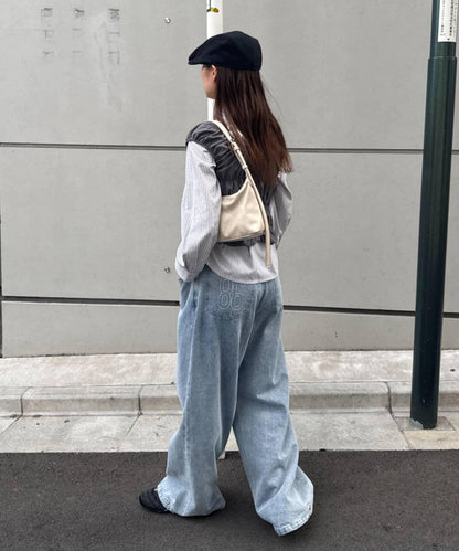 【TERIO韓國企劃】帶荷葉邊背心的條紋襯衫