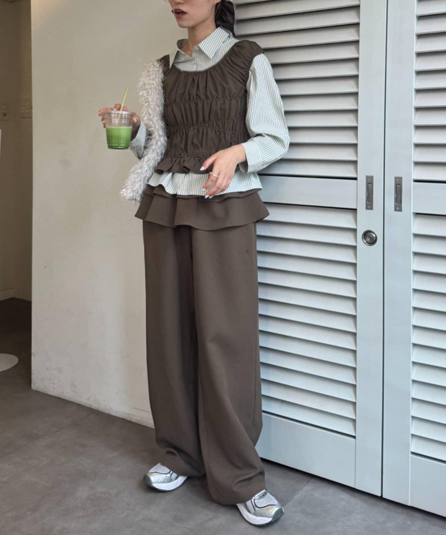 【CIAOPANIC TYPY】帶荷葉邊西裝褲