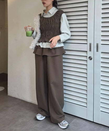 【CIAOPANIC TYPY】帶荷葉邊西裝褲