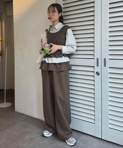 【CIAOPANIC TYPY】帶荷葉邊西裝褲