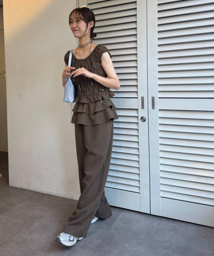 【CIAOPANIC TYPY】帶荷葉邊西裝褲