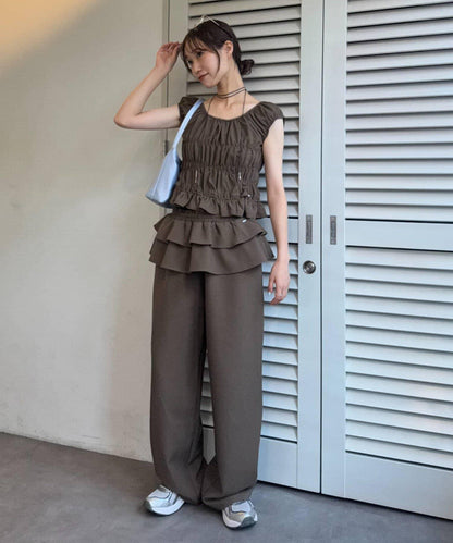 【CIAOPANIC TYPY】帶荷葉邊西裝褲