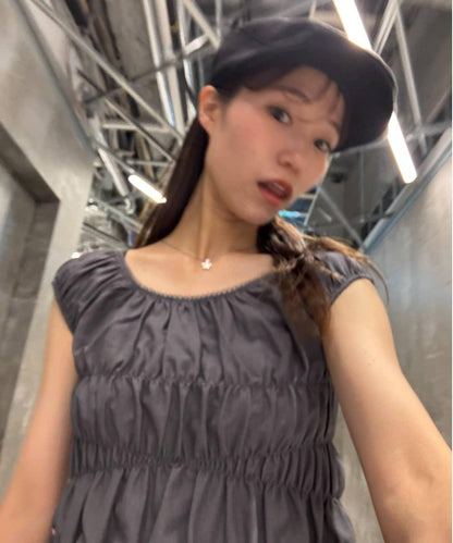 【CIAOPANIC TYPY】帶褶皺吊帶背心的條紋襯衫