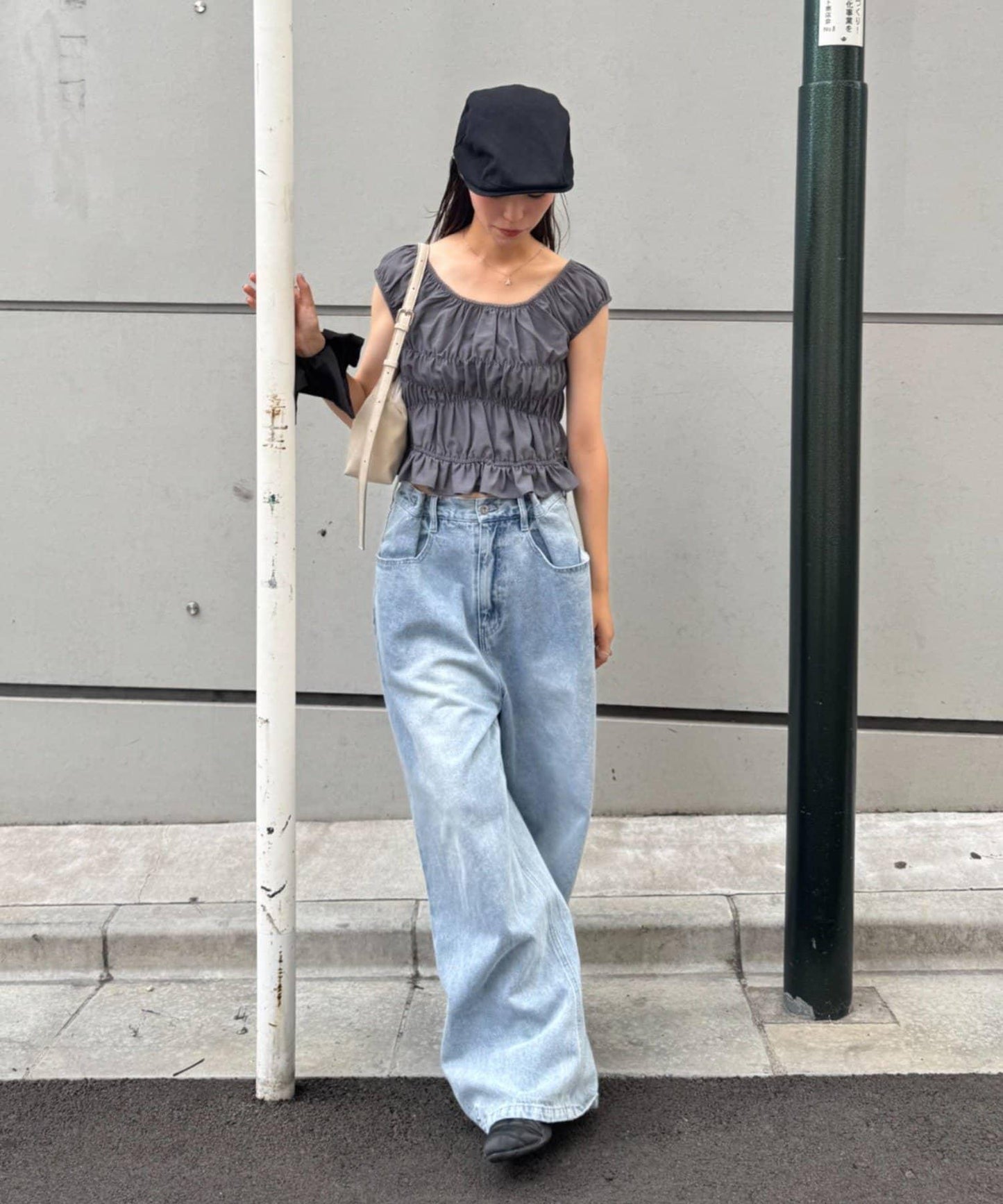 【CIAOPANIC TYPY】帶褶皺吊帶背心的條紋襯衫