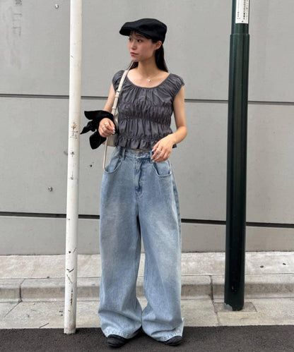 【TERIO韓國企劃】帶荷葉邊背心的條紋襯衫