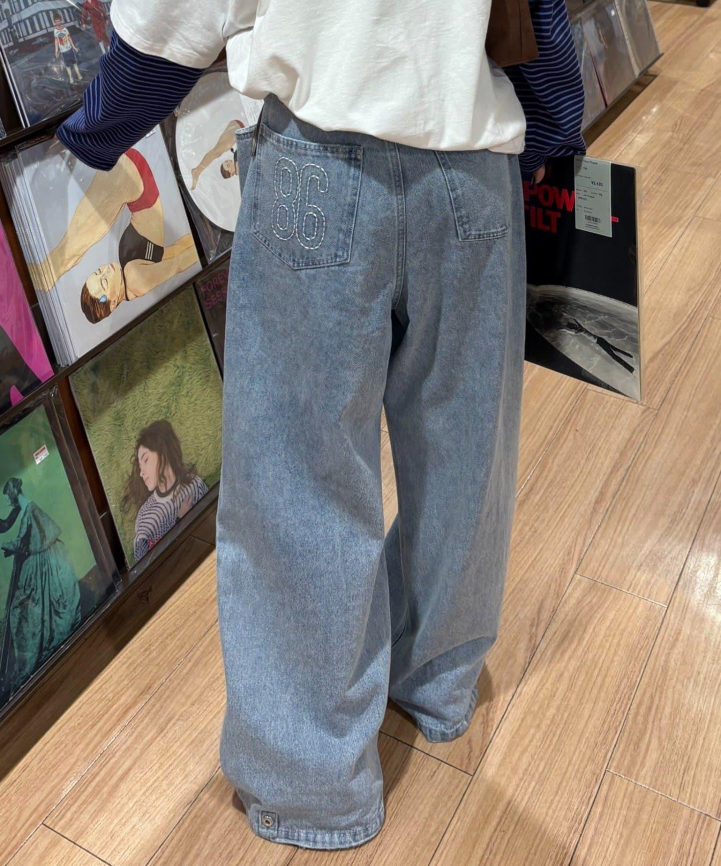 【薩基企劃】【可調節腰圍】超染褶皺設計牛仔褲