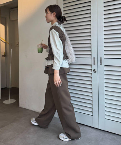 【TERIO韓國企劃】帶荷葉邊背心的條紋襯衫