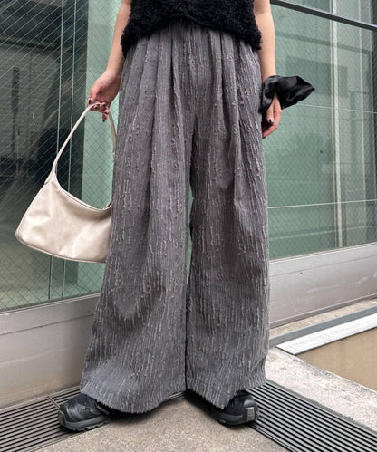 【CIAOPANIC TYPY】提花褶皺寬腿褲